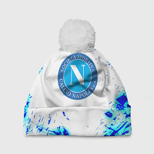 Шапка c помпоном Наполи текстура краски / 3D-Белый – фото 1