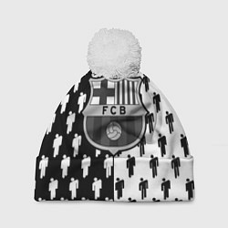 Шапка с помпоном Barcelona спортивный паттерн, цвет: 3D-белый