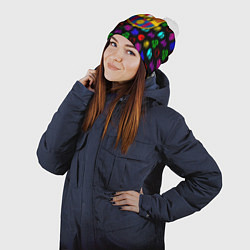 Шапка с помпоном Barcelona neon games logo, цвет: 3D-белый — фото 2