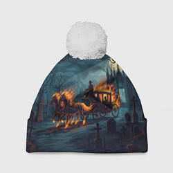 Шапка c помпоном Призраки в горящей конной повозке
