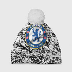 Шапка с помпоном Челси штрихи красок, цвет: 3D-белый