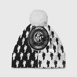 Шапка с помпоном Inter паттерн люди спорт, цвет: 3D-белый