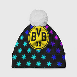 Шапка с помпоном Borussia неоновые снежинки, цвет: 3D-белый