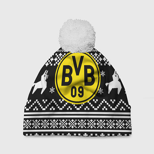 Шапка c помпоном Borussia x fortnite pattern / 3D-Белый – фото 1