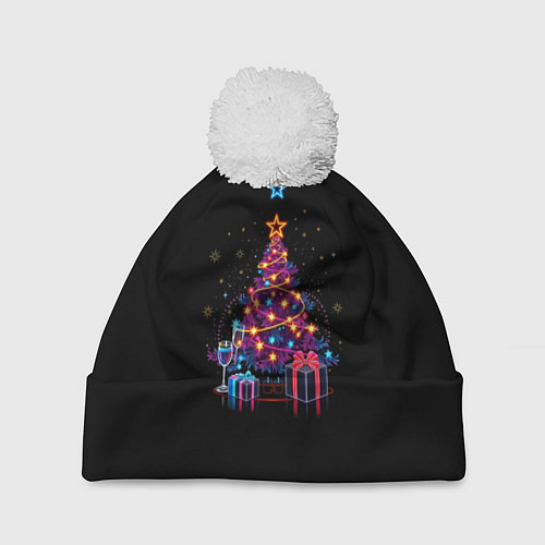 Шапка c помпоном Christmas gifts / 3D-Белый – фото 1