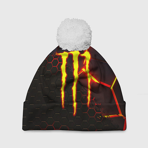 Шапка c помпоном Monster energy броня краски / 3D-Белый – фото 1
