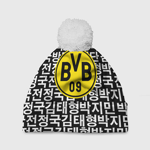 Шапка c помпоном Borussia японские символы паттерн / 3D-Белый – фото 1