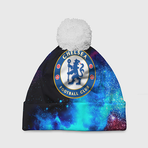 Шапка c помпоном Челси неоновый космос / 3D-Белый – фото 1