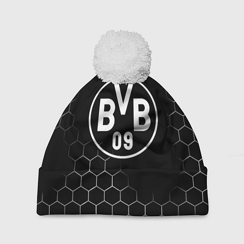 Шапка c помпоном Borussia соы броня текстура / 3D-Белый – фото 1