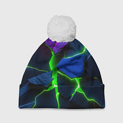 Шапка с помпоном Neon tile, цвет: 3D-белый