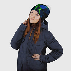 Шапка с помпоном Neon tile, цвет: 3D-белый — фото 2