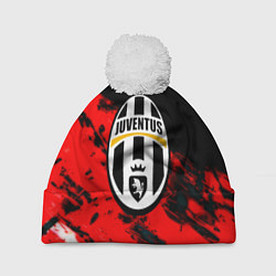 Шапка с помпоном Juventus кераски текстура, цвет: 3D-белый