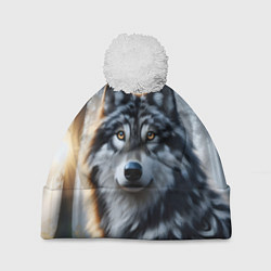 Шапка c помпоном Морда волка - Россия