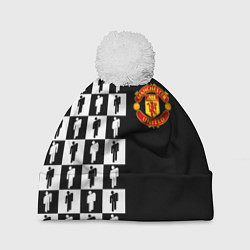 Шапка с помпоном Манчестер Юнайтед текстура люди, цвет: 3D-белый