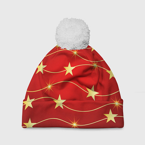 Шапка c помпоном Звёздная гирлянда / 3D-Белый – фото 1