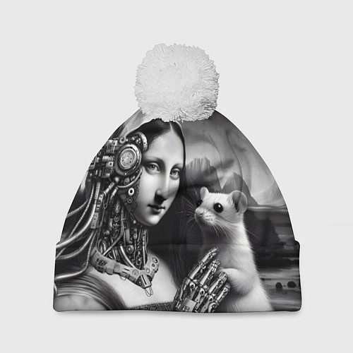 Шапка c помпоном Cecilia Gallerani - the lady with the ermine cyber / 3D-Белый – фото 1