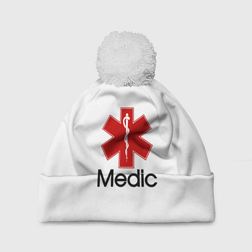 Шапка c помпоном Медик / 3D-Белый – фото 1