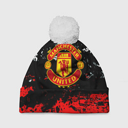 Шапка с помпоном Манчестер Юнайтед краски, цвет: 3D-белый