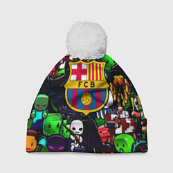 Шапка c помпоном Minecraft x barcelona fc