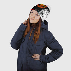 Шапка с помпоном Манчестер Юнайтед краски абстрактные, цвет: 3D-белый — фото 2