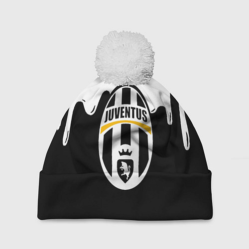 Шапка c помпоном Juventus капли красок / 3D-Белый – фото 1