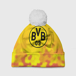 Шапка с помпоном Borussia камуфляж желтый текстура, цвет: 3D-белый