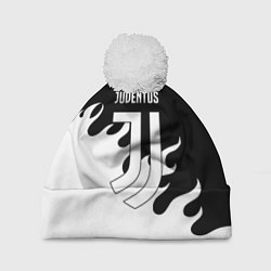 Шапка c помпоном Ювентус огонь текстура