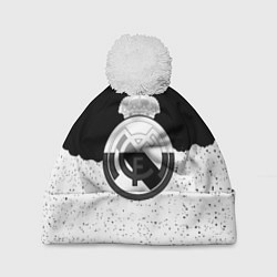 Шапка c помпоном Реал Мадрид лого ночь текстура