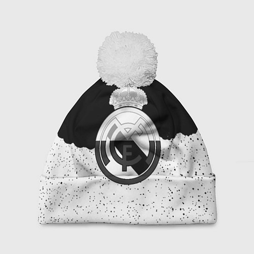 Шапка c помпоном Реал Мадрид лого ночь текстура / 3D-Белый – фото 1