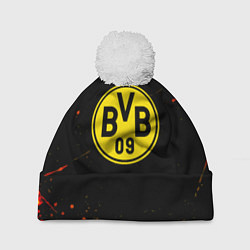 Шапка c помпоном Боруссиа огненные краски текстура