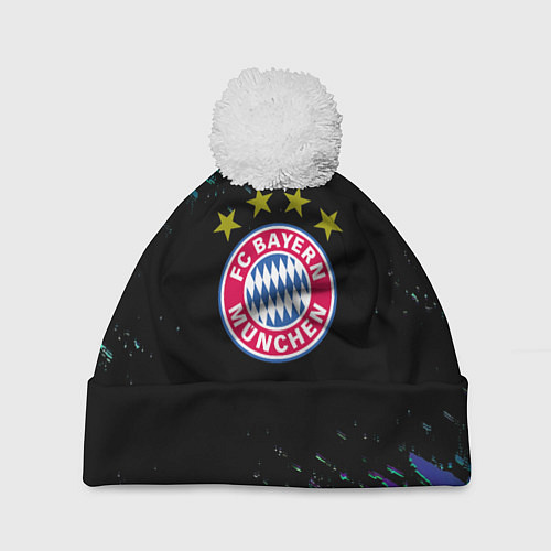 Шапка c помпоном Бавария Мюнхен краски текстура / 3D-Белый – фото 1