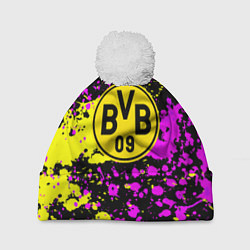 Шапка c помпоном Borussia абстрактные краски текстура
