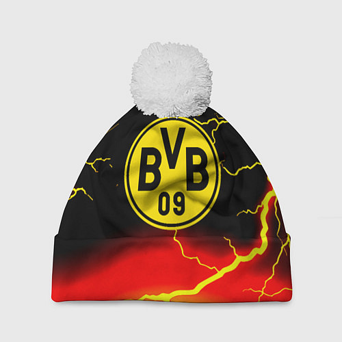 Шапка c помпоном Borussia шторм молнии / 3D-Белый – фото 1