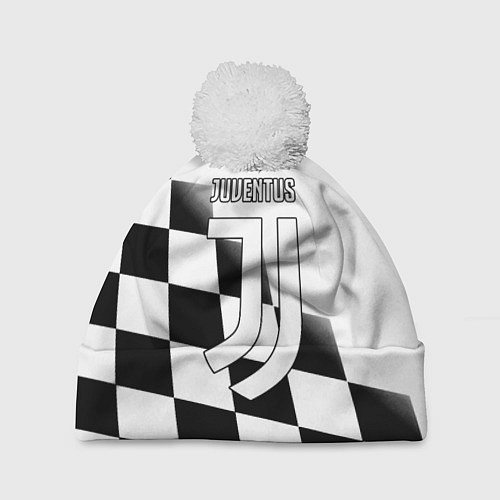 Шапка c помпоном Ювентус клетка краски / 3D-Белый – фото 1