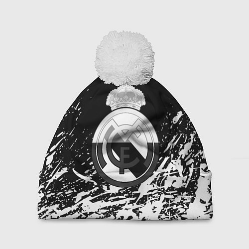Шапка c помпоном Реал Мадрид краски текстура / 3D-Белый – фото 1