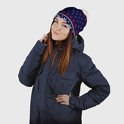 Шапка с помпоном Вязаный новогодний узор, цвет: 3D-белый — фото 2