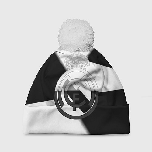 Шапка c помпоном Реал Мадрид геометрия полосы / 3D-Белый – фото 1