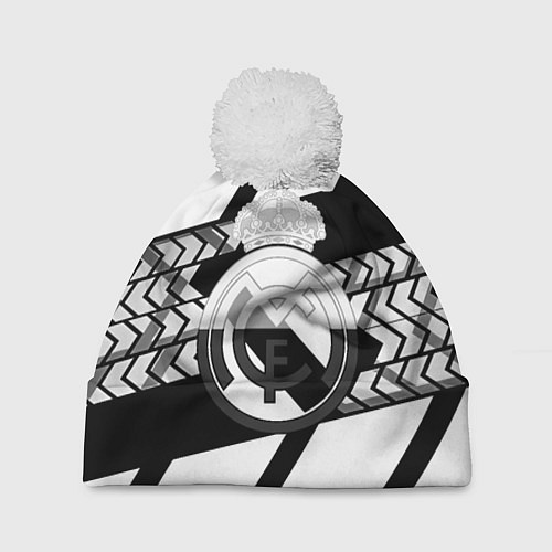 Шапка c помпоном Реал Мадрид краски полосы / 3D-Белый – фото 1