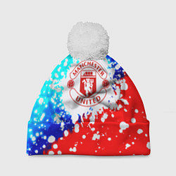 Шапка c помпоном Манчестер Юнайтед неон