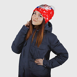 Шапка с помпоном Манчестер Юнайтед неон, цвет: 3D-белый — фото 2