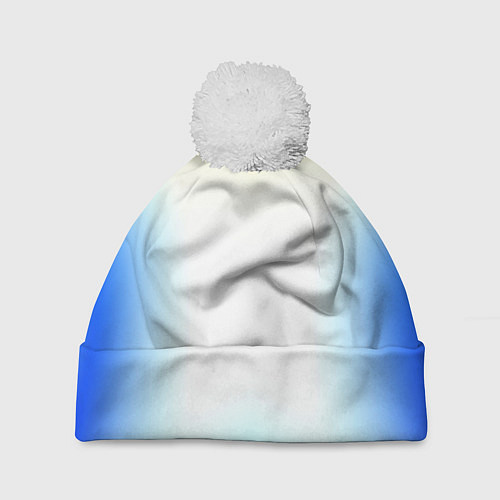 Шапка c помпоном Color yellow blue white / 3D-Белый – фото 1