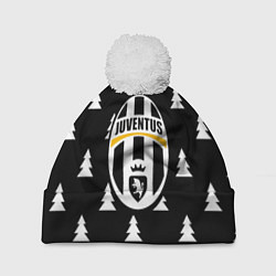 Шапка c помпоном Ювентус ёлочки паттерн