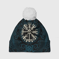 Шапка c помпоном Вегвизир и вороны Одина как орнамент