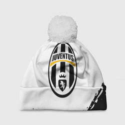 Шапка c помпоном Ювентус краски черно белые всплеск