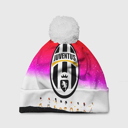 Шапка c помпоном Ювентус спорт люди / 3D-Белый – фото 1