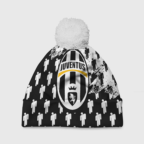 Шапка c помпоном Ювентус люди краски / 3D-Белый – фото 1