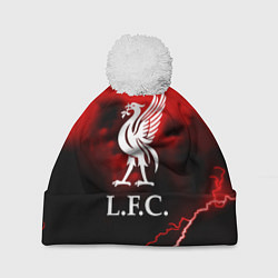 Шапка c помпоном Ливерпуль шторм молнии красный
