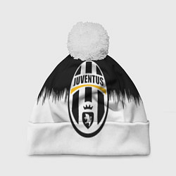 Шапка c помпоном Juventus черно белые краски текстура