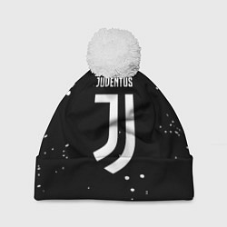 Шапка c помпоном Ювентус белые брызги красок