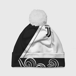 Шапка c помпоном Ювентус геометрия полосы текстура